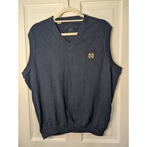 Cutter And Buck Notre Dame Mens Sweater Vest Navy Large Logo(735)